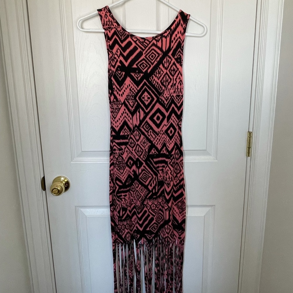 Printed Pink Fringe Dress